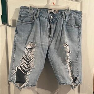 Signature by Levi Strauss Light Blue Ripped Jean Shorts